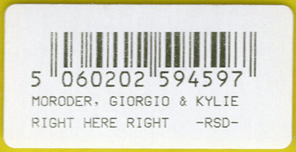 Giorgio Moroder Featuring Kylie Minogue : Right Here, Right Now (12", Single, Ltd, RE, RP, Yel)