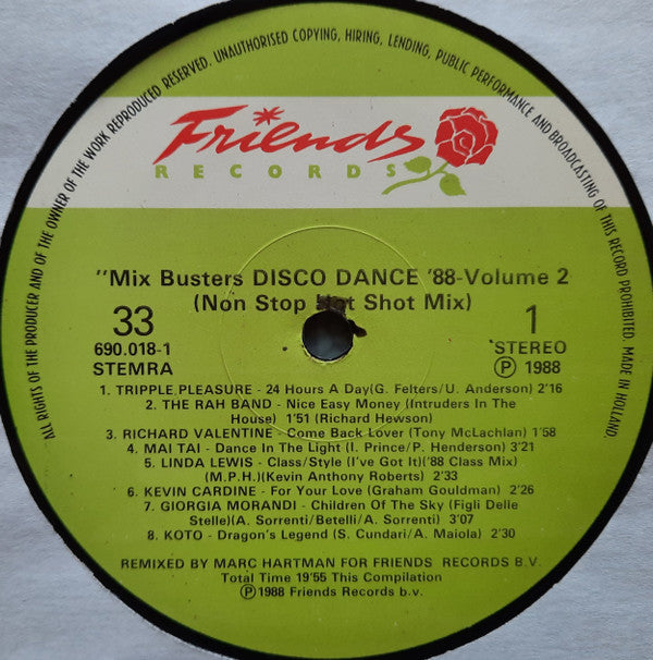 Various : Mix Busters Disco Dance 88 - Volume 2 (Non Stop Hot Shot Mix) (LP, Comp, Mixed)