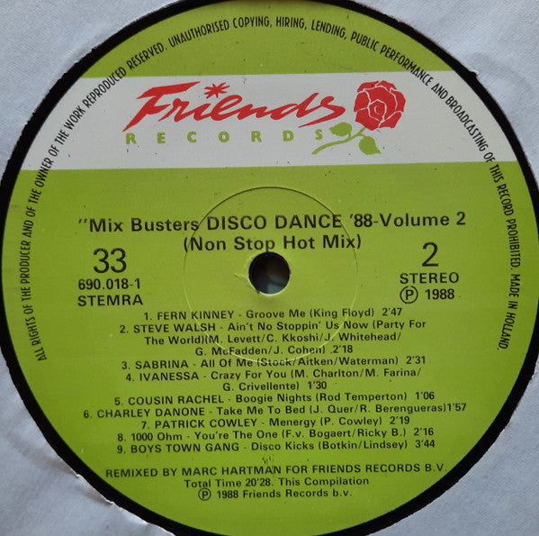 Various : Mix Busters Disco Dance 88 - Volume 2 (Non Stop Hot Shot Mix) (LP, Comp, Mixed)