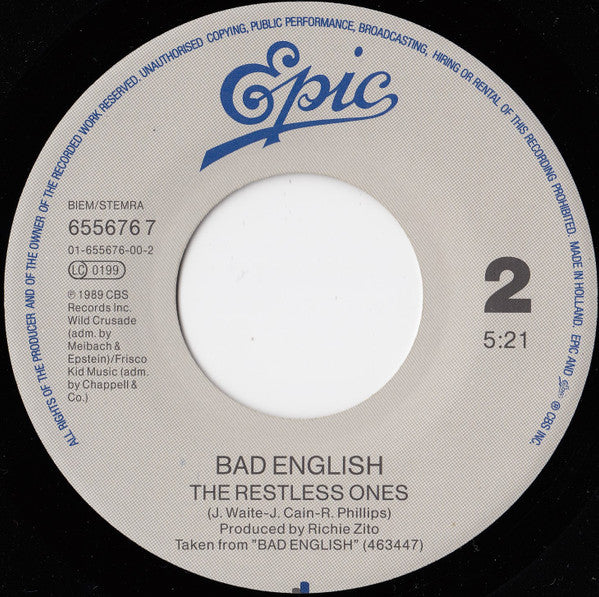 Bad English : Price Of Love (Remix) (7", Single)