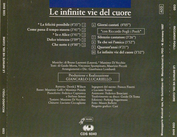 Riccardo Fogli : Le Infinite Vie Del Cuore (CD, Album)
