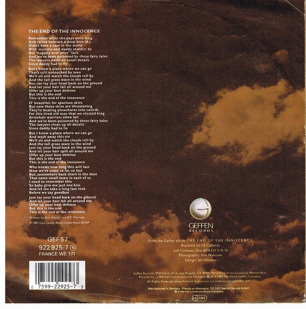 Don Henley : The End Of The Innocence (7", Single)