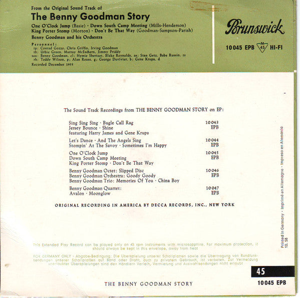 Benny Goodman And His Orchestra : Die Benny Goodman Story (7", EP, Mono)