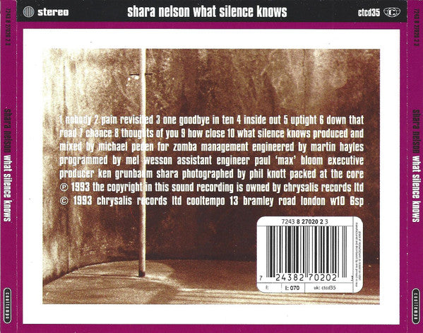 Shara Nelson : What Silence Knows (CD, Album, RP)