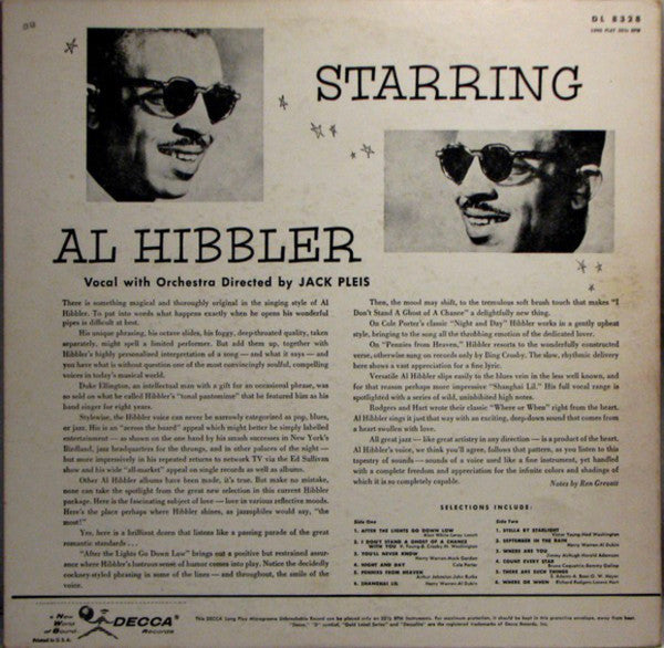 Al Hibbler : Starring Al Hibbler (LP, Album, Mono)