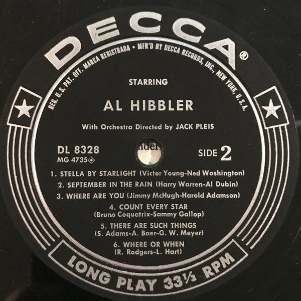 Al Hibbler : Starring Al Hibbler (LP, Album, Mono)
