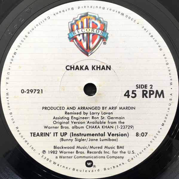 Chaka Khan : Tearin' It Up (12", Maxi, All)