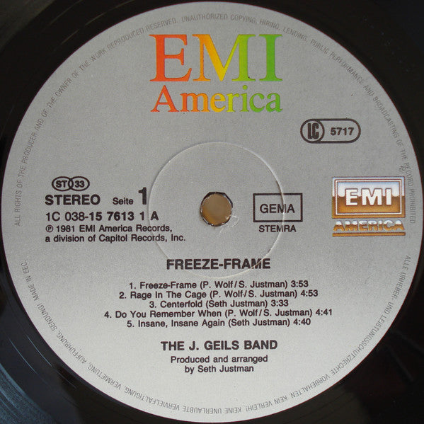 The J. Geils Band : Freeze Frame (LP, Album, RE)