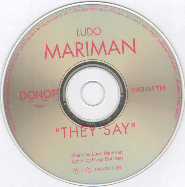 Ludo Mariman : They Say (CD, Album)