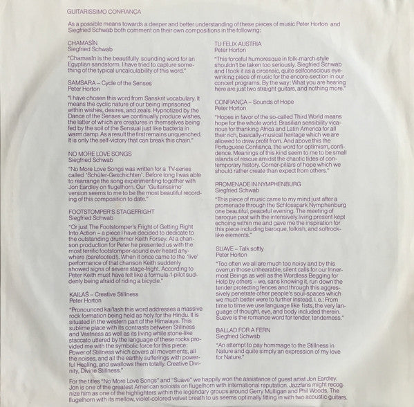 Peter Horton · Siegfried Schwab : Guitarissimo · Confiança (LP, Album)