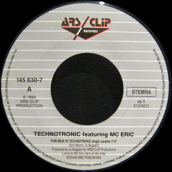 Technotronic Featuring MC Eric : This Beat Is Technotronic (7", Single)