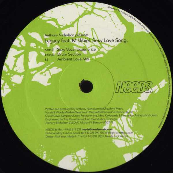 Anthony Nicholson Presents Legacy (12) Feat. Mike Benson : Sexy Love Song (12")