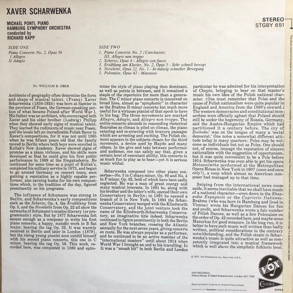 Xaver Scharwenka – Michael Ponti, Hamburger Symphoniker, Richard Kapp : Piano Concerto No. 2 (LP)