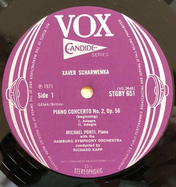 Xaver Scharwenka – Michael Ponti, Hamburger Symphoniker, Richard Kapp : Piano Concerto No. 2 (LP)