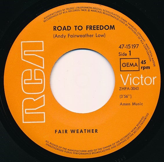 Fair Weather : Road To Freedom / Tutti Frutti (7", Single)