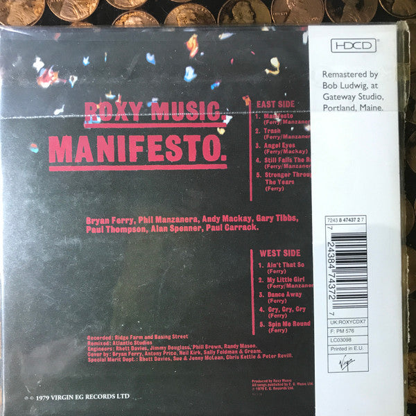 Roxy Music : Manifesto (HDCD, Album, RE, RM)