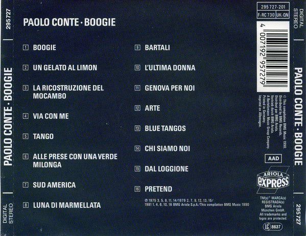 Paolo Conte : Boogie (CD, Comp)