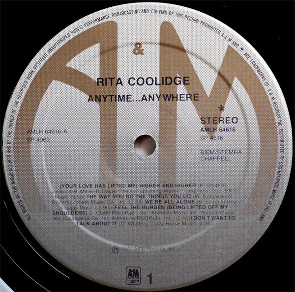 Rita Coolidge : Anytime... Anywhere (LP, Album)