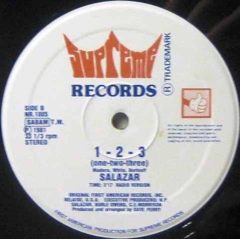 Salazar (2) : 1-2-3 (One-Two-Three) (12", Maxi)