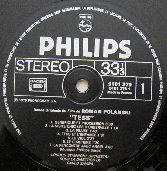 Philippe Sarde : Tess - Extraits De La Bande Originale (LP, Album, Gat)
