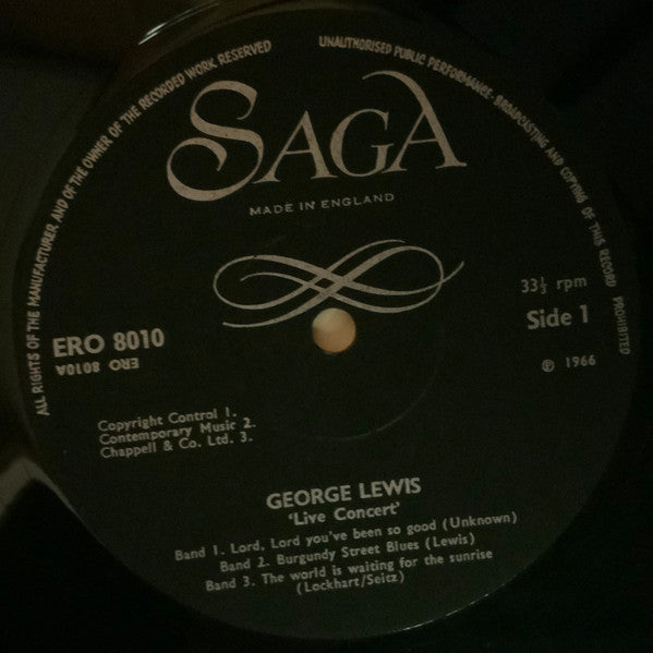 George Lewis And His Orchestra : Live! Concert (LP)