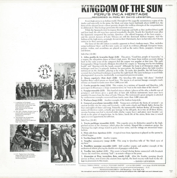 David Lewiston : Kingdom Of The Sun (Peru's Inca Heritage) (LP, Album)