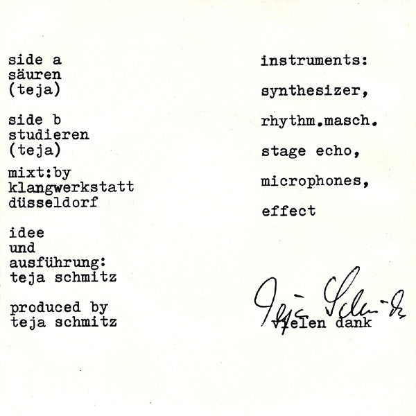 Teja Schmitz : Säuren Ätzen Und Zersetzen (7")