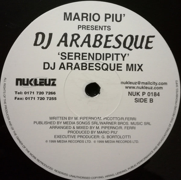 Mario Piu'* Presents DJ Arabesque : Serendipity (12")