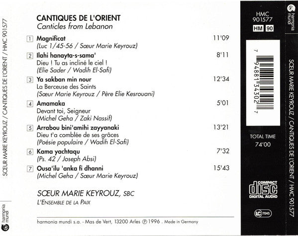 Sœur Marie Keyrouz : Cantiques De L'Orient (CD, Album)
