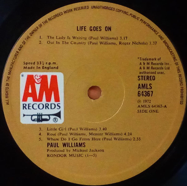 Paul Williams (2) : Life Goes On (LP, Album)