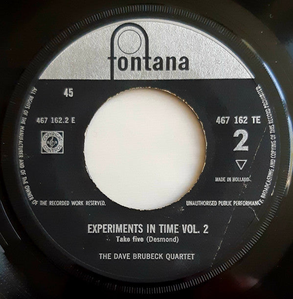 The Dave Brubeck Quartet : Experiments In Time Vol. 2 (7", EP)