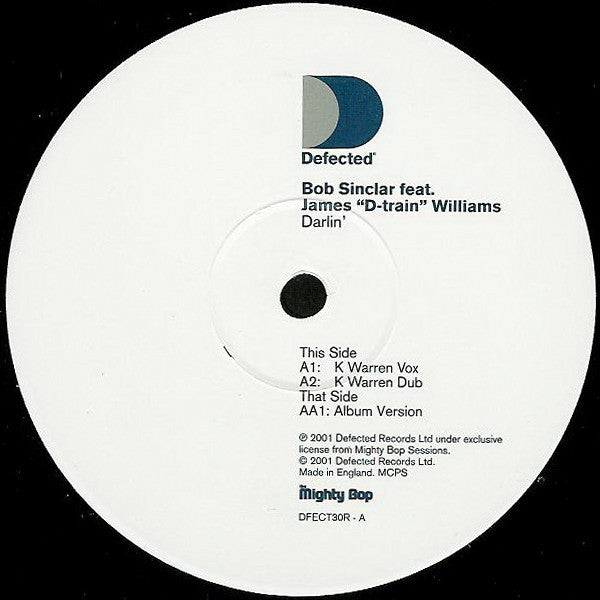 Bob Sinclar Feat. James "D-train" Williams : Darlin' (12")