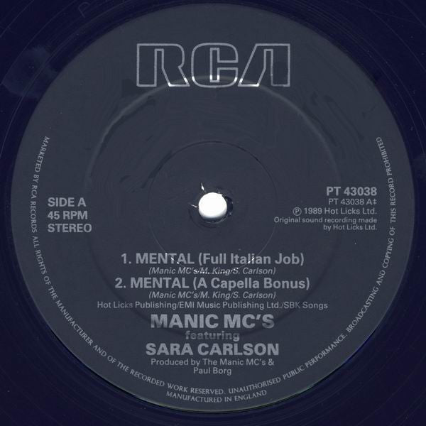 Manic MC's Featuring  Sara Carlson : Mental (12")
