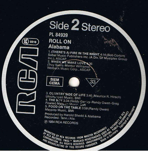 Alabama : Roll On (LP, Album)
