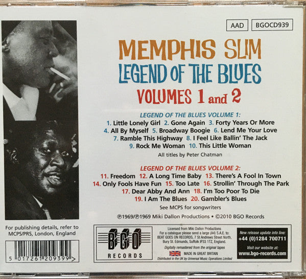 Memphis Slim : Legend Of The Blues Volumes 1 and 2 (CD, Comp, RE, RM)