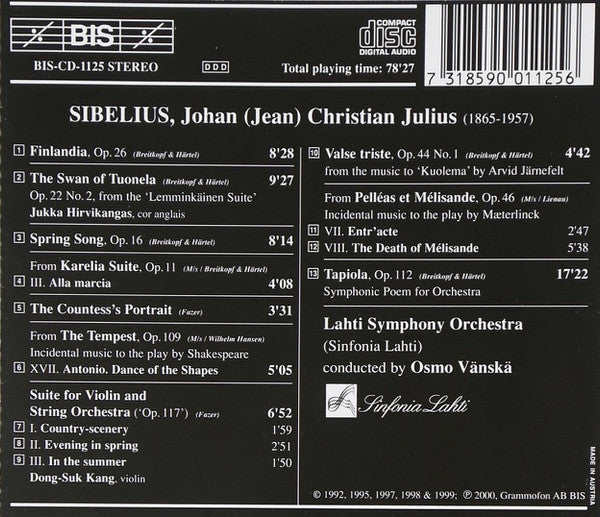 Jean Sibelius / Lahti Symphony Orchestra, Osmo Vänskä : Sibelius - Lahti - Vänskä (CD, Album)