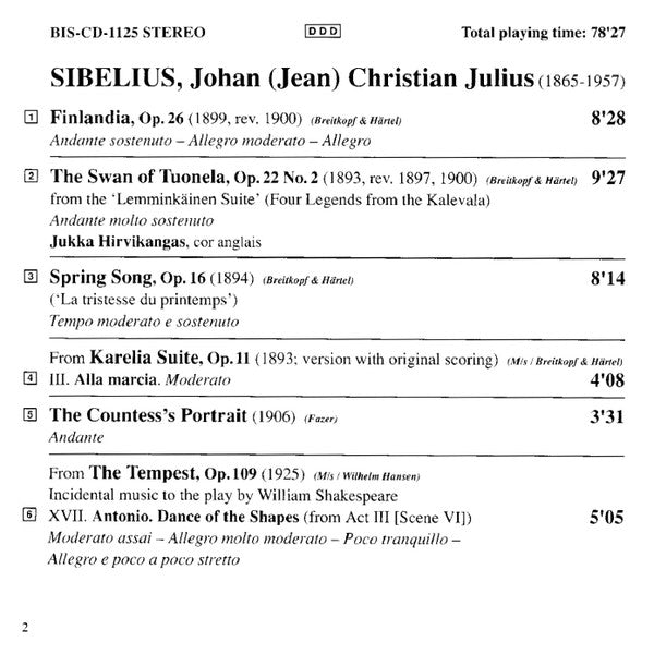 Jean Sibelius / Lahti Symphony Orchestra, Osmo Vänskä : Sibelius - Lahti - Vänskä (CD, Album)