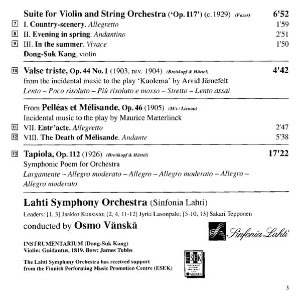 Jean Sibelius / Lahti Symphony Orchestra, Osmo Vänskä : Sibelius - Lahti - Vänskä (CD, Album)