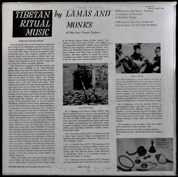 Lamas And Monks* : Tibetan Ritual Music Chanted And Played By Lamas And Monks (LP)