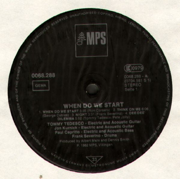 Tommy Tedesco : When Do We Start (LP, Album, RE)