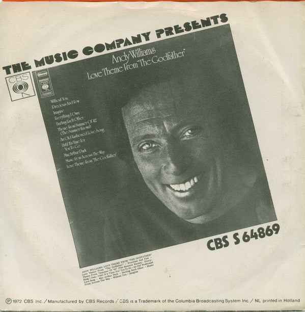 Andy Williams : Love Theme From "The Godfather" (Speak Softly Love) / Home For Thee (7", Single)