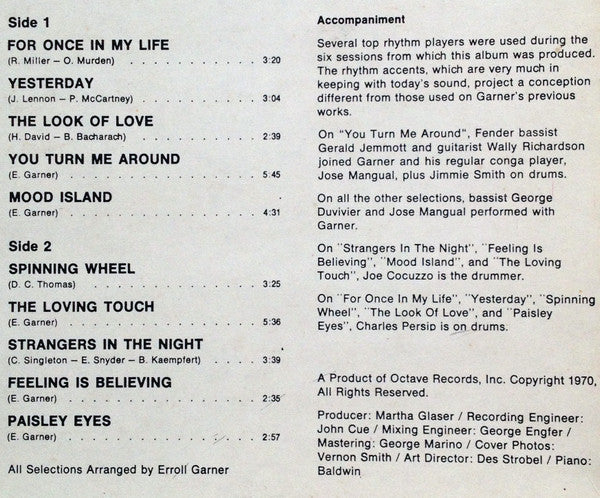 Erroll Garner : Feeling Is Believing (LP, RE)