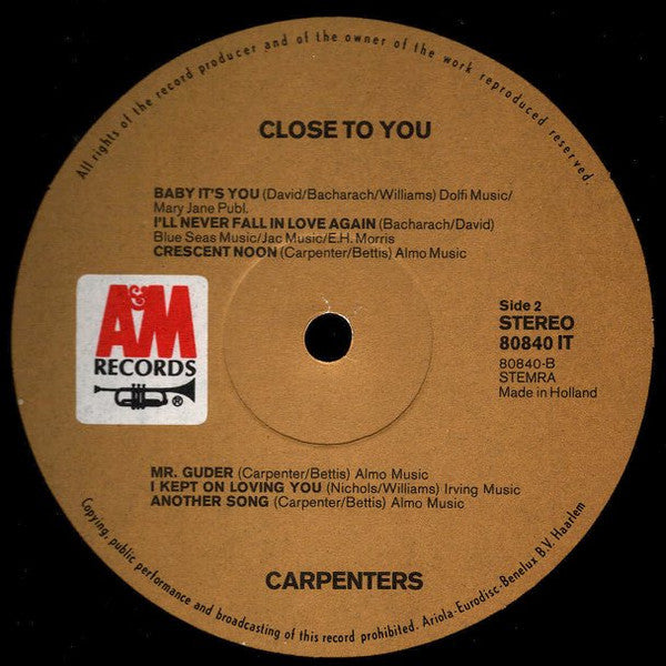 Carpenters : Close To You (LP, Album)