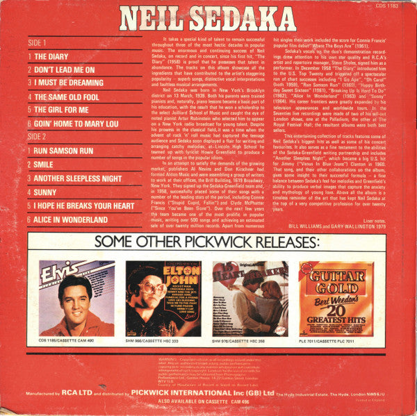 Neil Sedaka : Sunny (LP, Comp)