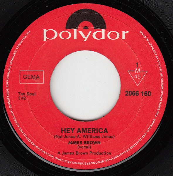 James Brown : Hey America (7", Single, Mono)
