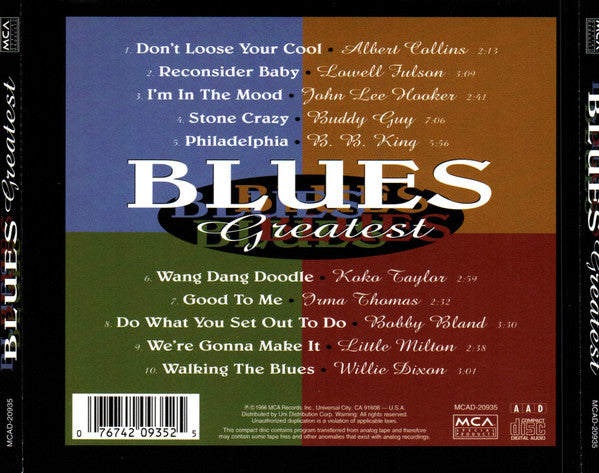 Various : Blues Greatest (CD, Comp)