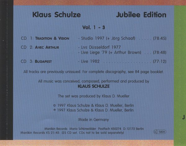 Klaus Schulze : Jubilee Edition (25xCD, Ltd)
