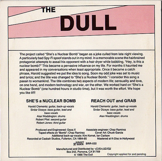 The Dull : She's A Nuclear Bomb (7", Red)