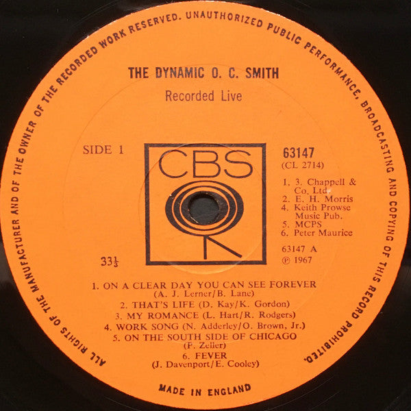 OC Smith : The Dynamic O. C. Smith - Recorded Live (LP, Album)