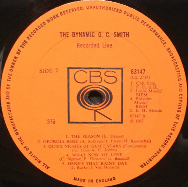 OC Smith : The Dynamic O. C. Smith - Recorded Live (LP, Album)